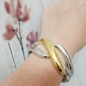 High Polished Silver Color Bangle Bracelet